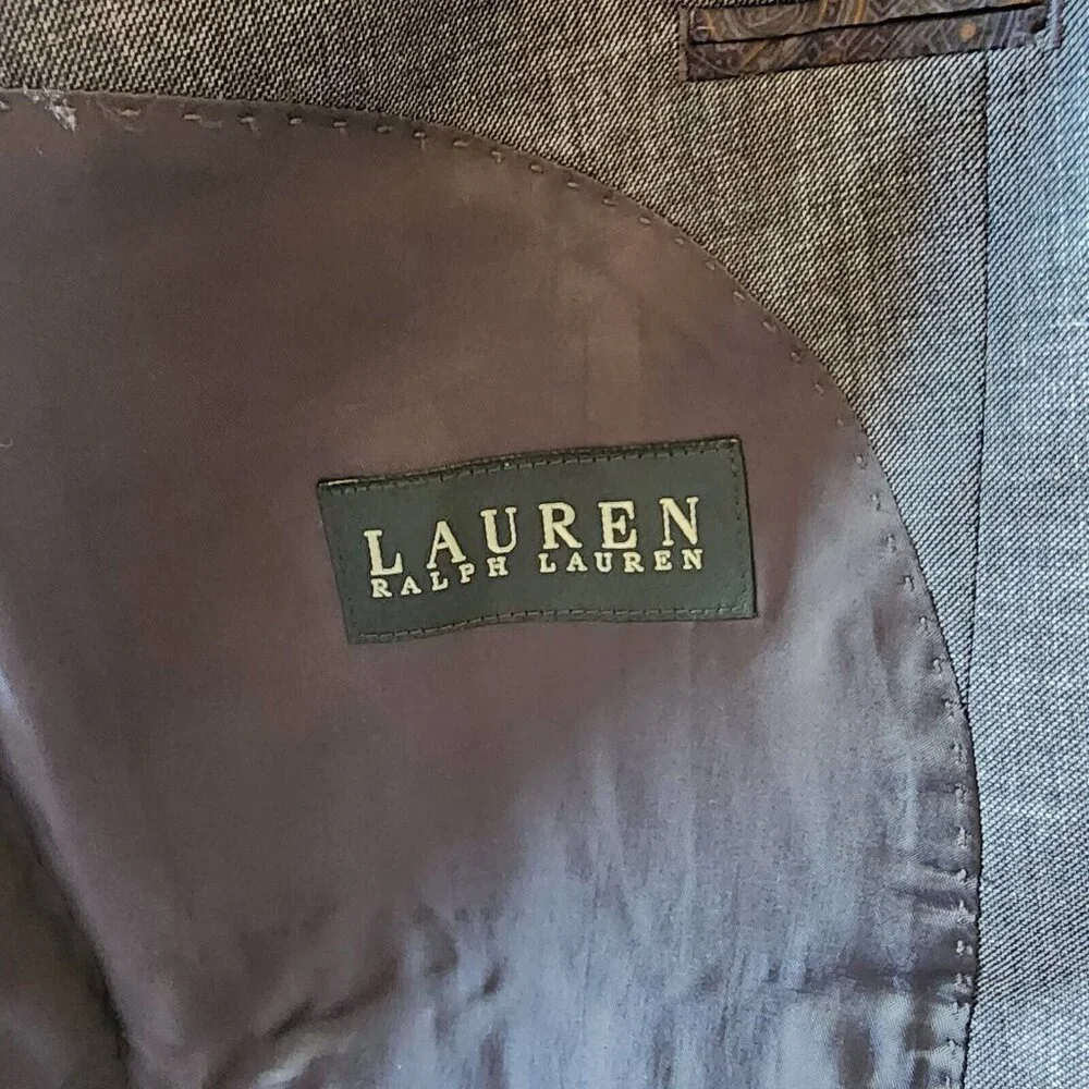 Lauren Ralph Lauren Heather Gray 2 Button Blazer Suit Jacket Size 44 L 100% Wool
